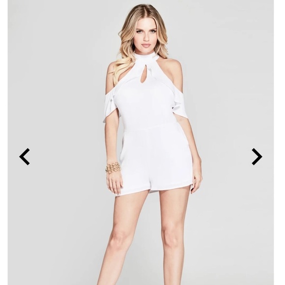 Guess by Marciano Pants - Guess by Marciano Romper Brandy Cold Shoulder in White Sz 2